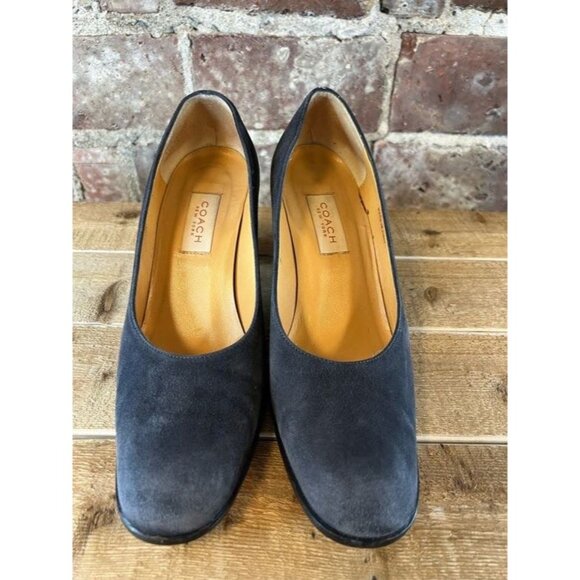 Coach Women's Naomi Gray Suede Pumps Stacked Block Heel Round Toe Size 9 - Picture 3 of 12